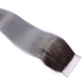 China Entregue a 1b amarrado 4x4 cabelo humano não processado do fechamento 100 cinzentos do laço nenhum emaranhado fornecedor