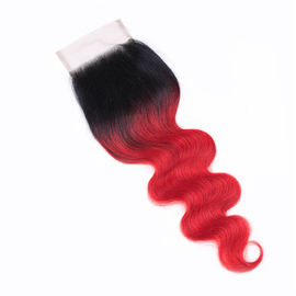 China cabelo humano real do Virgin do fechamento vermelho do laço 4x4 da onda 100% do corpo 1b 18 polegadas fornecedor