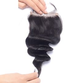 China Extensões naturais do cabelo do fechamento do laço 4x4 nenhum fechamento fraco animal da onda fornecedor