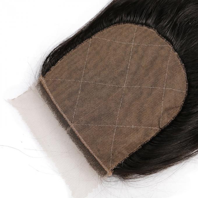 Linha natural do cabelo do fechamento baixo de seda livre da divisão 4x4 com cabelo do bebê