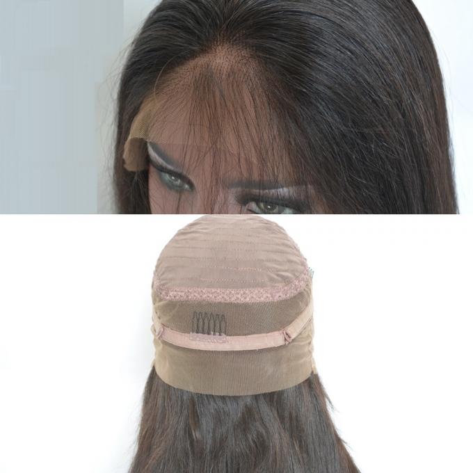Perucas completas brasileiras do laço do cabelo humano de 100%, cor preta de vista natural das perucas do cabelo humano