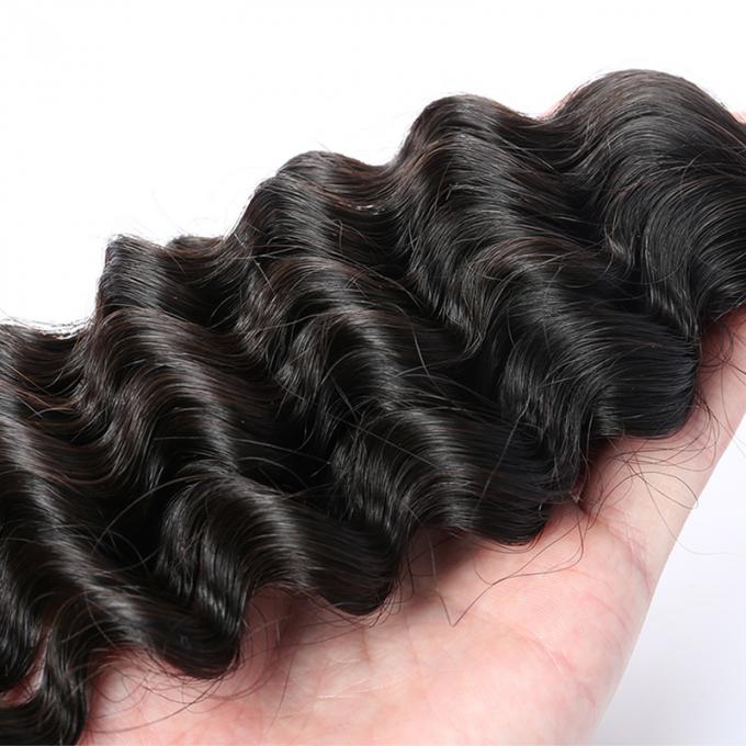 Preto natural do Virgin do cabelo da extensão lisa e macia da onda profunda do Weave brasileiro do cabelo do Virgin