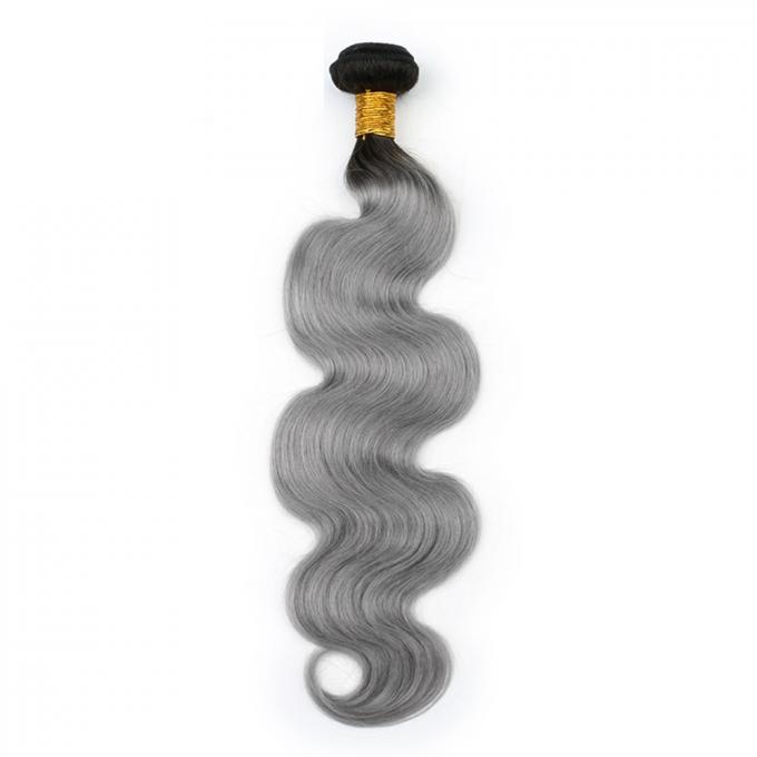 Os pacotes indianos do cabelo humano do Virgin, cabelo cinzento de Ombre empacotam a extremidade completa de dois tons
