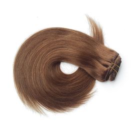 China Grampo de trama da máquina peruana brasileira completa do cabelo humano do Virgin das cutículas na cor de Brown da extensão do cabelo fornecedor