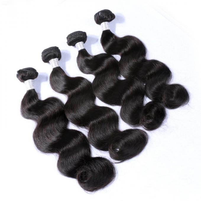 Tramas originais humanas peruanas pretas naturais do cabelo do Virgin da onda 100% do corpo do cabelo